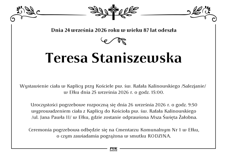 Teresa Staniszewska - nekrolog